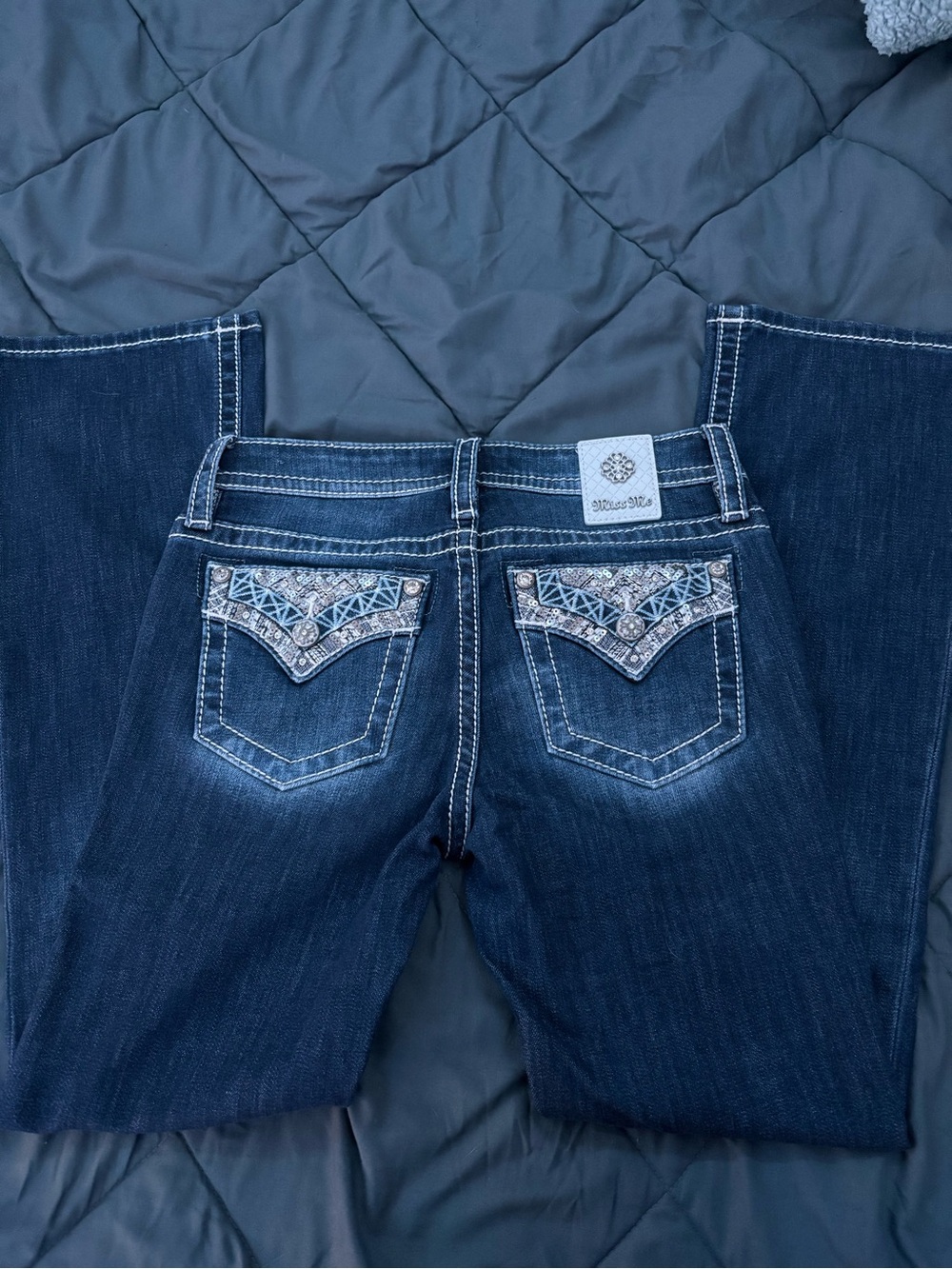 Miss Me Blue Embellished Back Pocket Bootcut Jeans